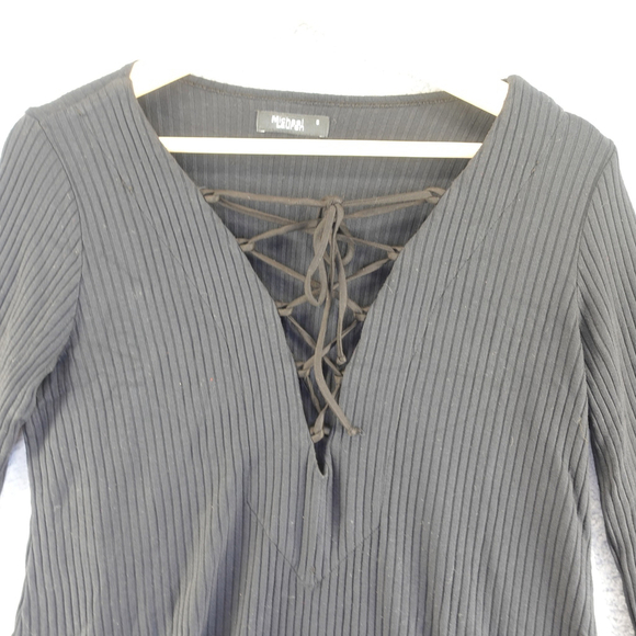 michael lauren jimi lace up bell sleeves dress Black size Small NWT - Picture 3 of 8